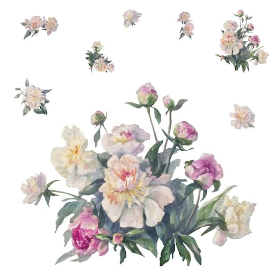 RoomMates White &#x26; Pink Floral Bouquet Peel &#x26; Stick Giant Wall Decals